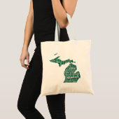 Groene staat van Michigan steden Tote Bag (Voorkant (product))