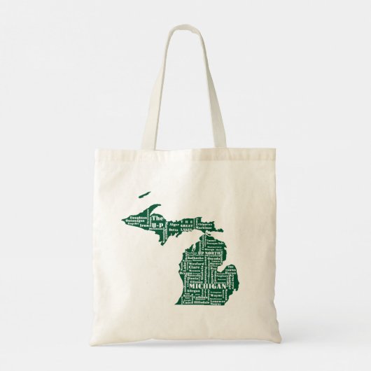Groene staat van Michigan steden Tote Bag (Achterkant)