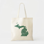 Groene staat van Michigan steden Tote Bag (Voorkant)
