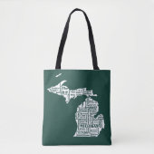 Groene staat van Michigan steden Tote Bag (Voorkant)