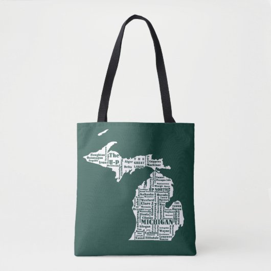 Groene staat van Michigan steden Tote Bag (Voorkant)