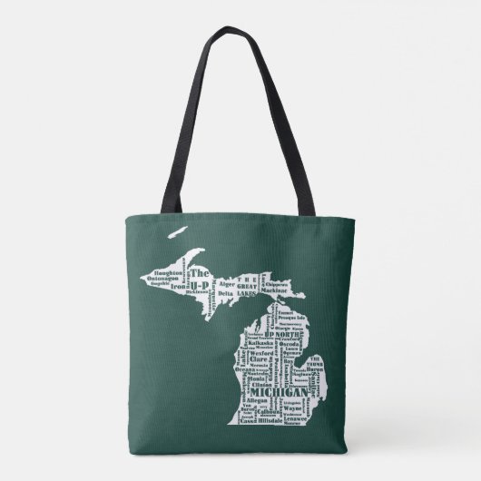 Groene staat van Michigan steden Tote Bag (Achterkant)