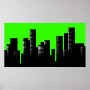 groene stadslandschap poster