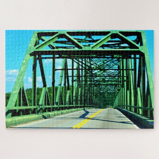 Groene Stalen Brug Legpuzzel (Horizontaal)