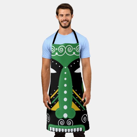 Groene stammenstam schort (Gedragen)