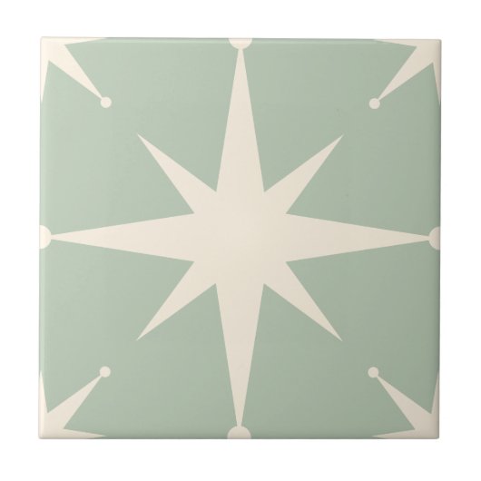 groene Starburst Mid Century Modern  Tegeltje (Voorkant)