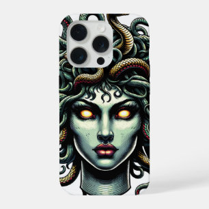 Groene Starende Medusa Kop vol Slangen iPhone 15 Pro Case