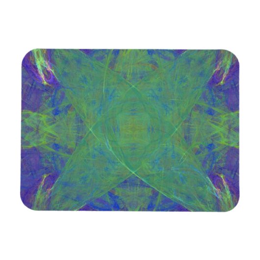 Groene Starfish op Paars Abstract Magneet (Horizontaal)