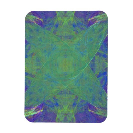 Groene Starfish op Paars Abstract Magneet (Verticaal)