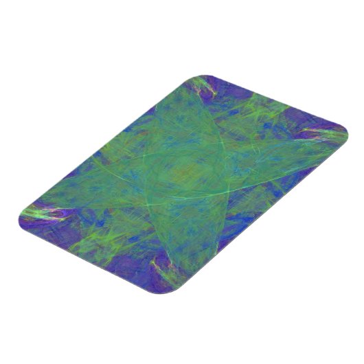 Groene Starfish op Paars Abstract Magneet (Linkerzijde)