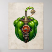 Groene Steampunk Bell pepermuur kunst, keuken Poster (Voorkant)