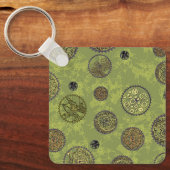 Groene Steampunk Tandwiel Medaillons Sleutelhanger (Voorkant)