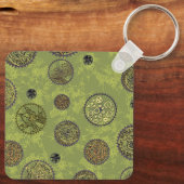 Groene Steampunk Tandwiel Medaillons Sleutelhanger (Achterkant)