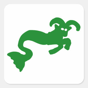 Groene Steenbok Zeegeit Zodiac Silhouet Vierkante Sticker