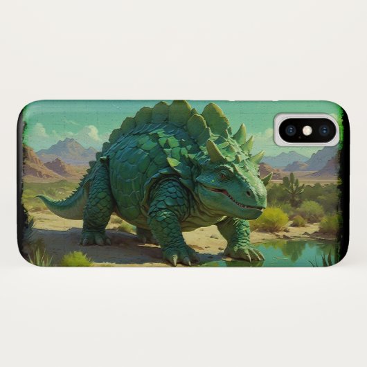 Groene Stegosaurus en woestijnzwembad Case-Mate iPhone Case (Achterkant (horizontaal))