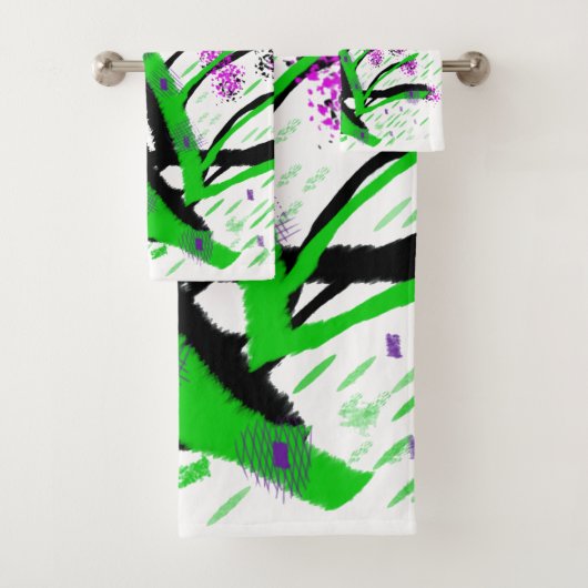 Groene Stelen Paarse Bloesems  Bad Handdoek (Insitu)