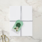 Groene Stempel met Witte Bloemen Dank U Cadeaulabel (Met Touw)