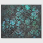 Groene Stencil Bloemen op houtskool Cadeaupapier (Vlak)