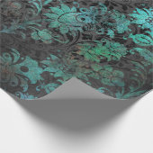 Groene Stencil Bloemen op houtskool Cadeaupapier (Hoek)