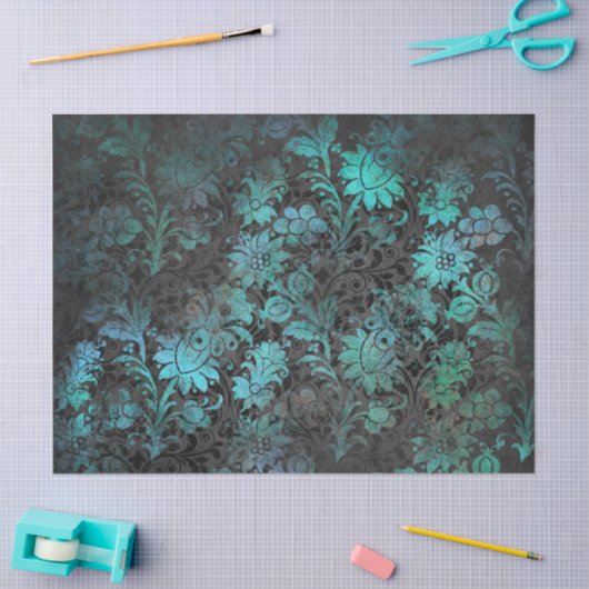 Groene Stencil Bloemen op steenkoolontkoppeling Tissuepapier (Craft)