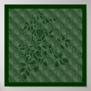 Groene Stencil Rozen Florence Poster