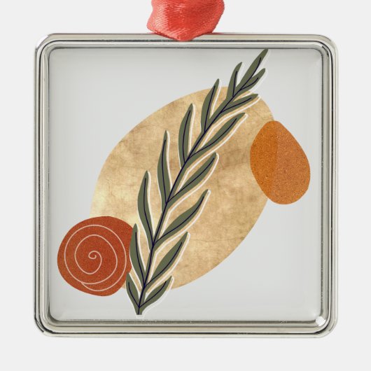 Groene Stengel Boho Metalen Ornament (Voorkant)