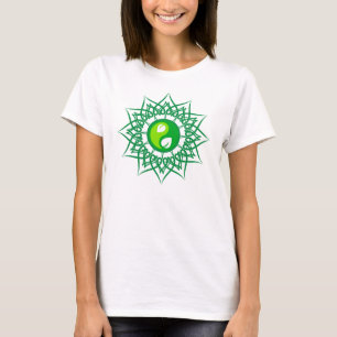 Groene ster met groene bladeren Yin Yang T-shirt