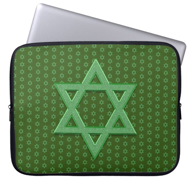 Groene Ster van David Naadloos Laptop Sleeve (Voorkant)