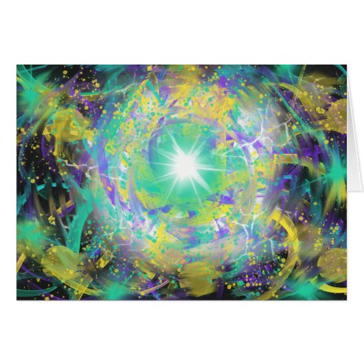 Groene Sterburst Kleurrijke Funky Psychedelische K (Voorkant Horizontaal)