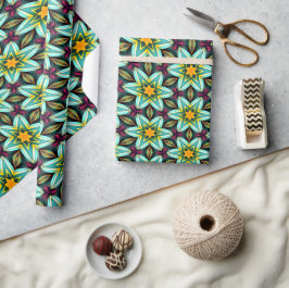 Groene sterren Bloemenpatroon Cadeaupapier