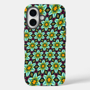 Groene sterren Bloemenpatroon iPhone 16 Hoesje