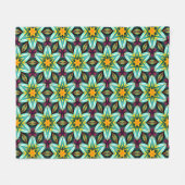 Groene sterren Bloemenpatroon Fleece Deken (Voorkant (Horizontaal))