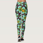 Groene sterren Bloemenpatroon Leggings (Achterkant)