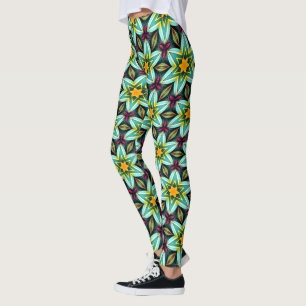 Groene sterren Bloemenpatroon Leggings