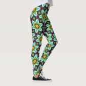 Groene sterren Bloemenpatroon Leggings (Rechts)