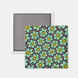 Groene sterren Bloemenpatroon Magneet