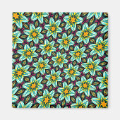 Groene sterren Bloemenpatroon Magneet (Voorkant)