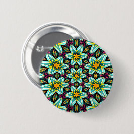 Groene sterren Bloemenpatroon Ronde Button 5,7 Cm