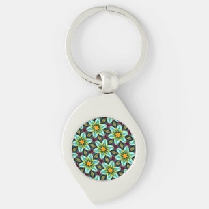 Groene sterren Bloemenpatroon Sleutelhanger