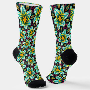Groene sterren Bloemenpatroon Sokken