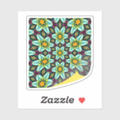 Groene sterren Bloemenpatroon Sticker (Vel)