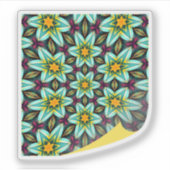 Groene sterren Bloemenpatroon Sticker (Voorkant)