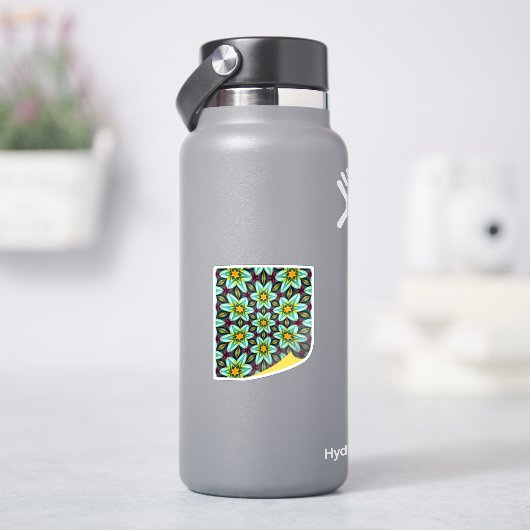 Groene sterren Bloemenpatroon Sticker (HydroFlask)
