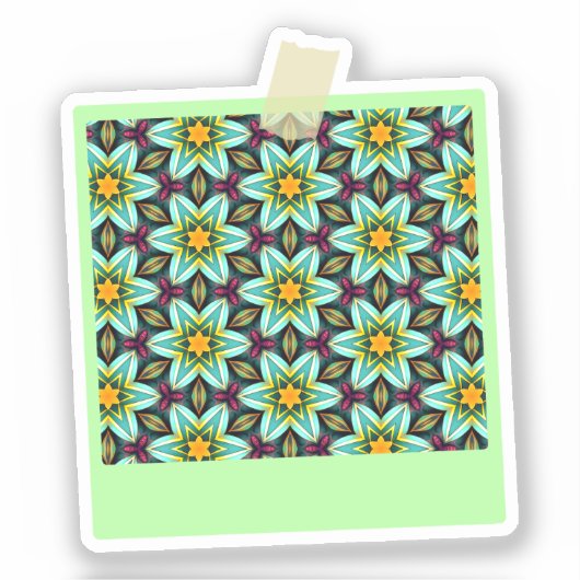 Groene sterren Bloemenpatroon Sticker (Voorkant)