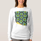 Groene sterren Bloemenpatroon T-shirt (Voorkant)