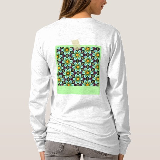 Groene sterren Bloemenpatroon T-shirt (Achterkant)