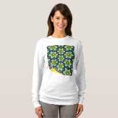 Groene sterren Bloemenpatroon T-shirt (Voorkant volledig)