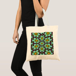Groene sterren Bloemenpatroon Tote Bag