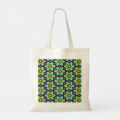 Groene sterren Bloemenpatroon Tote Bag (Achterkant)