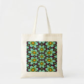 Groene sterren Bloemenpatroon Tote Bag (Voorkant)